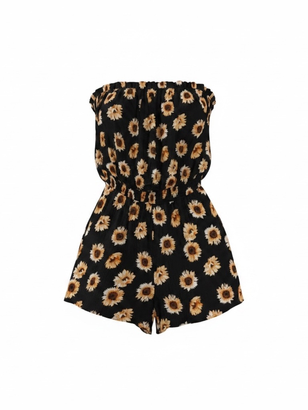 Forever 21 Black Sunflower Print Romper